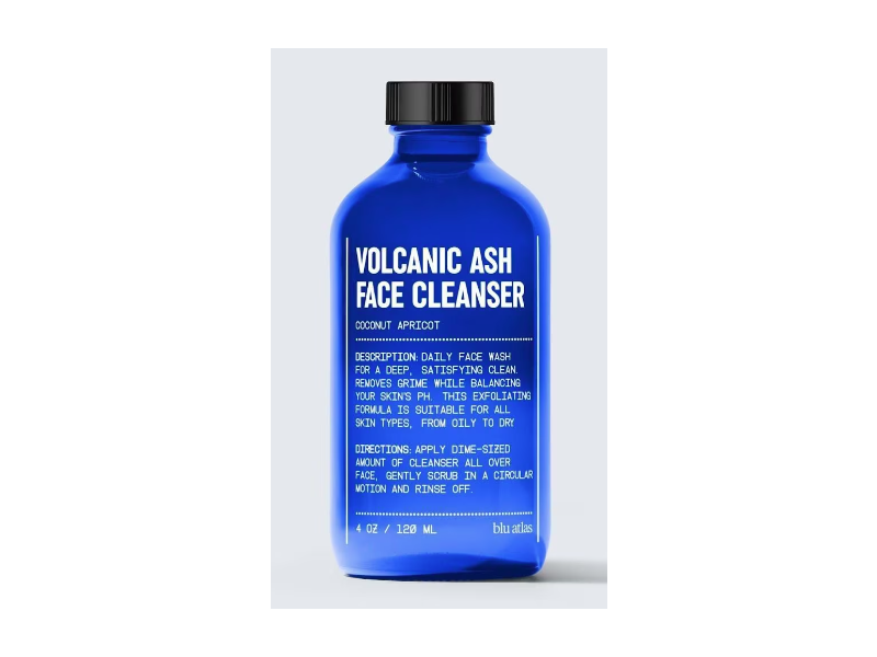 Blu Atlas Volcanic Ash Face Cleanser, Classic, Coconut Apricot, 4 oz/120 mL