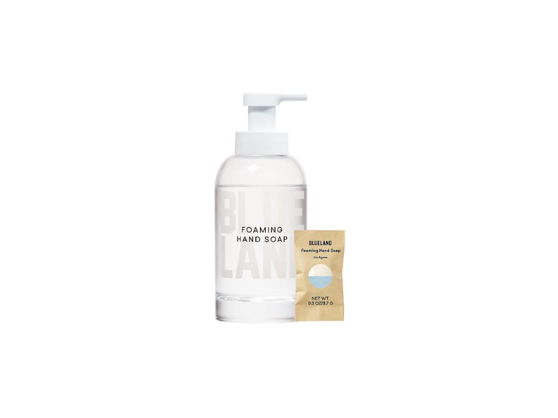 Blueland Foaming Hand Soap, 1 Refillable Glass Bottle + 1 Hand Soap Tablet, Iris Agave, 0.30 oz/8.7 g
