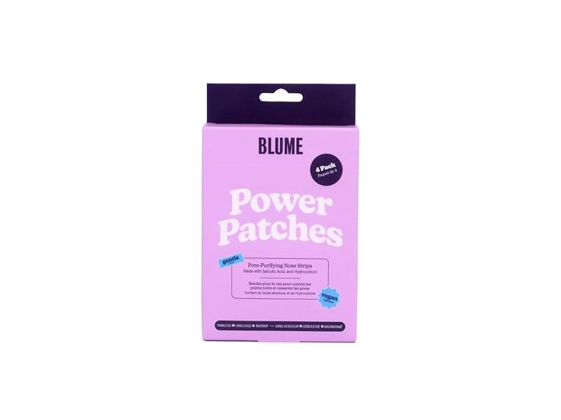 Blume Power Pimple Patches Pore-Purifying Nose Strips, Salicylic Acid & Hydrocolloid, Pack Of 4