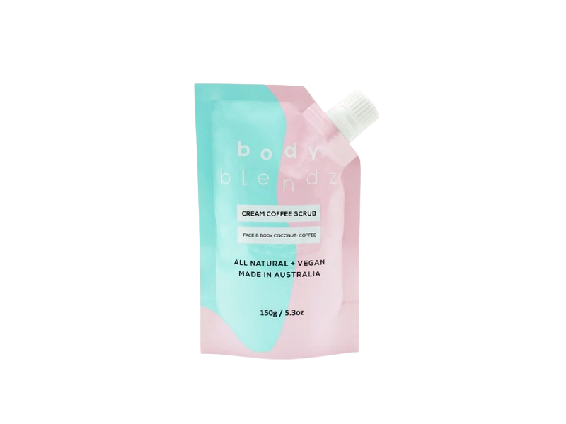 Body Blendz Cream Shimmer Face & Body Cream Scrub, Coconut Coffee, 5.3 oz/150 g