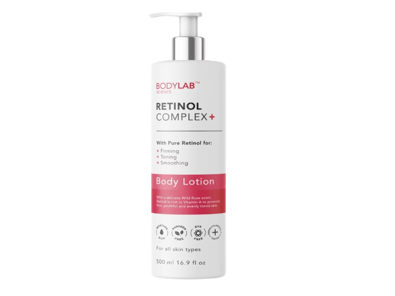 Bodylab Science Retinol Complex + Body Lotion, Wild Rose Scent, 16.9 fl oz/500 mL
