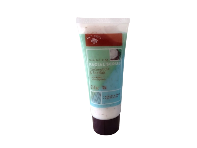 Bolero Moisturizing Facial Scrub, Coconut Oil & Sea Salt, 3.5 fl oz/100 mL