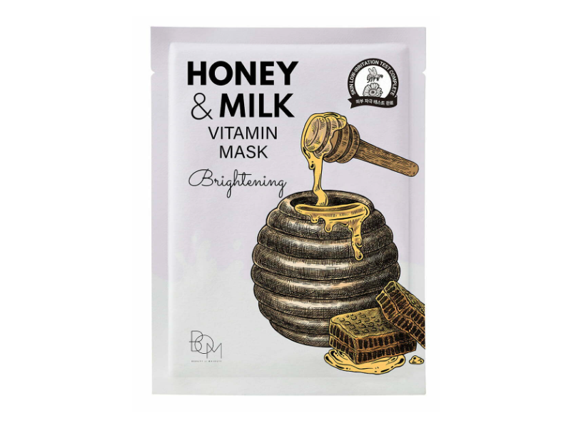 BOM Brightening Vitamin Mask, Honey & Milk, 0.88 oz/25 g, Pack Of 10