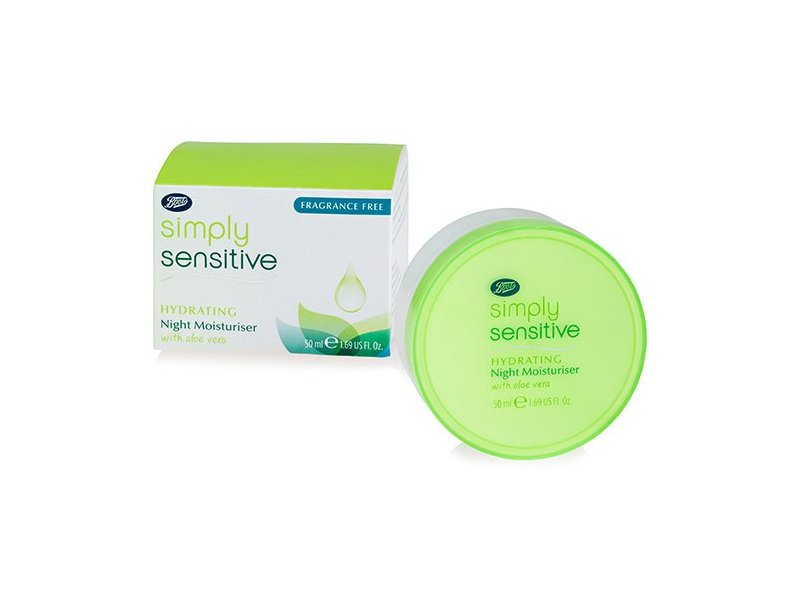 Boots Simply Sensitive Gentle Night Moisturizer, fragrance free, 50 mL