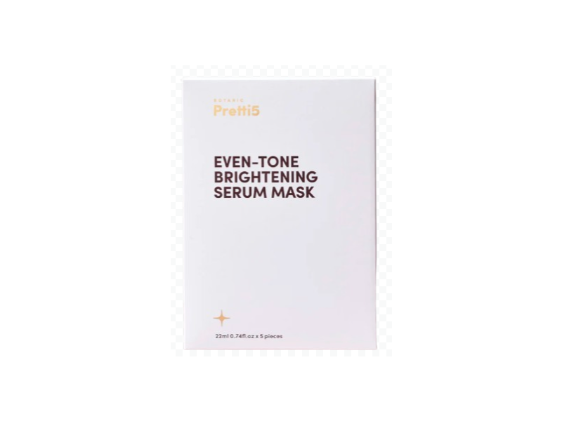 Botanic Pretti5 Even Tone Brightening Serum Mask, 0.74 fl oz/22 mL, Pack Of 5
