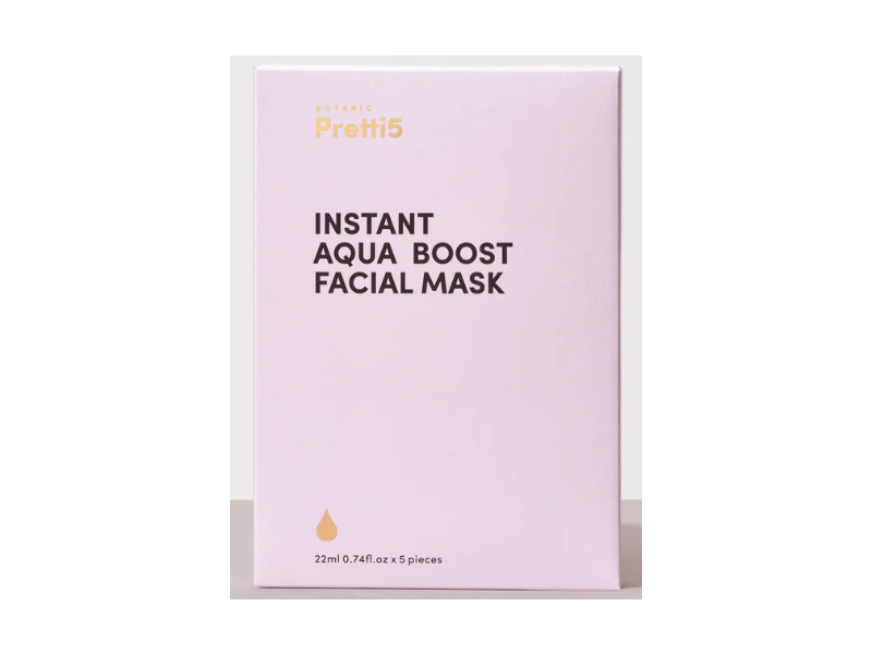 Botanic Pretti5 Instant Aqua Boost Facial Mask, 0.74 fl oz/22 mL, 5 Count