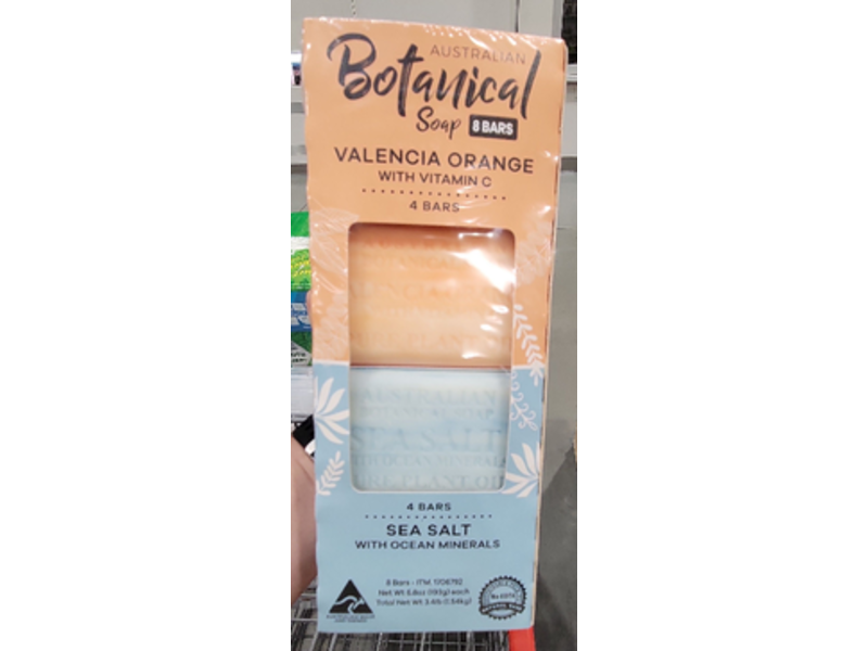 Botanical Soap Valencia Orange, Vitamin C, Sea Salt, Ocean Minerals Set, 8 Bars