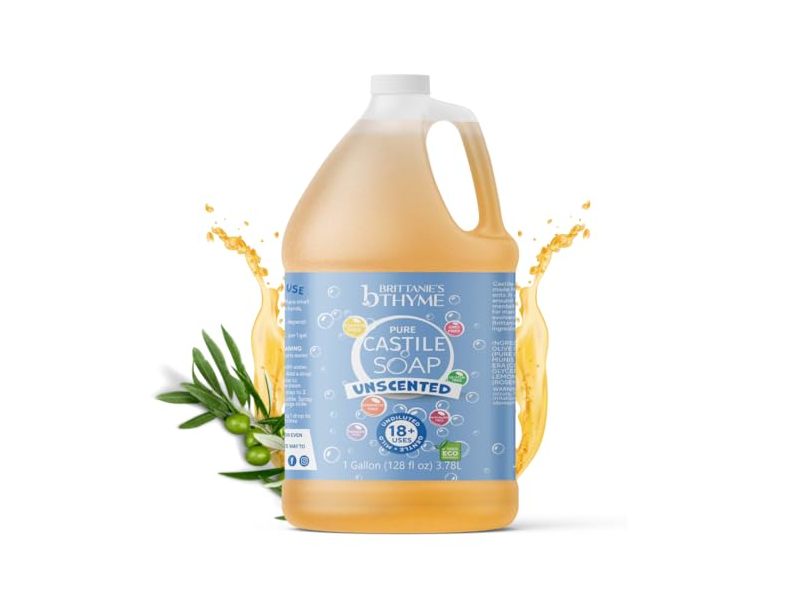 Brittanie's Thyme Pure Castile Soap, Unscented, 128 fl oz/3.78 L
