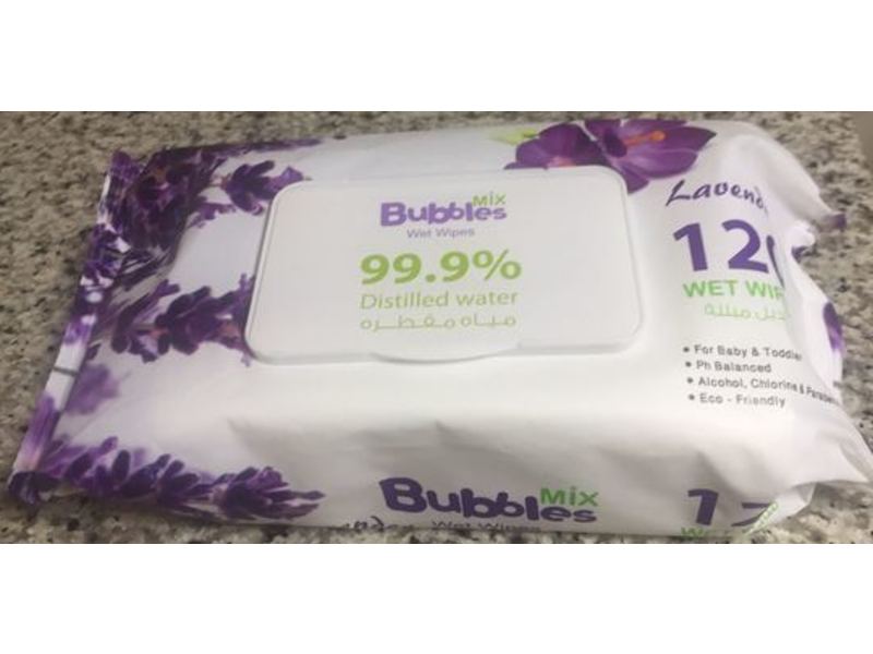 Bubbles Mix Wet Wipes, Lavender, 12 Count