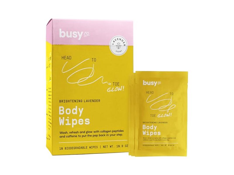Busy Co Brightening Body Wipes, Lavender, 10.9 oz, 10 Count