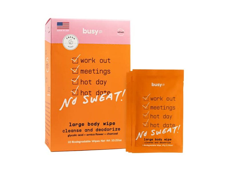 Busy Co Large Body Wipe Cleanse And Deodorize, 10.22 oz, 10 Count