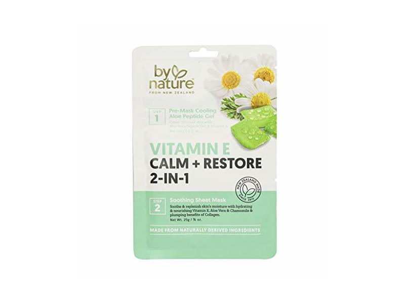 By Nature Calm + Restore 2-In-1 Soothing Sheet Mask, Vitamin E, 1 Count