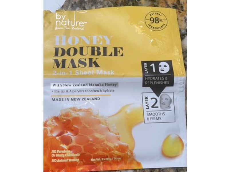By Nature Double Mask 2-In-1 Sheet Face Mask, Honey, 1 Count