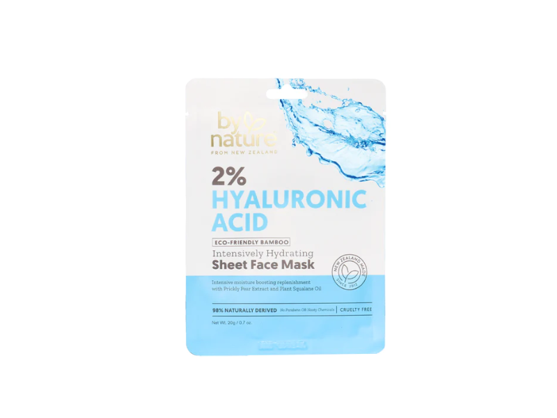 By Nature Intensively Hydrating Sheet Face Mask, 2% Hyaluronic Acid, 0.7 oz/20 g