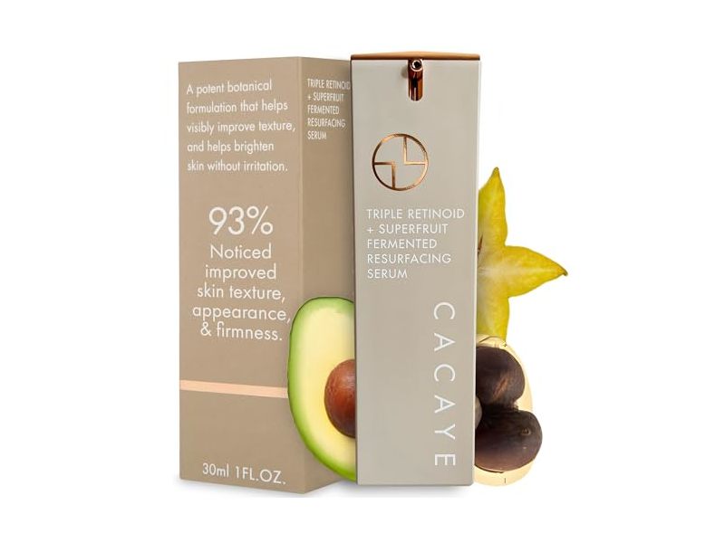 Cacaye Triple Retinoid + Superfruit Fermented Resurfacing Face Serum, 1 fl oz/30 mL