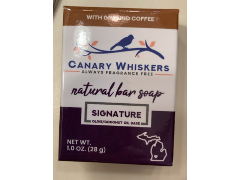 Canary Whiskers Natural Bar Soap, Ground Coffee, 1.0 oz/28 g