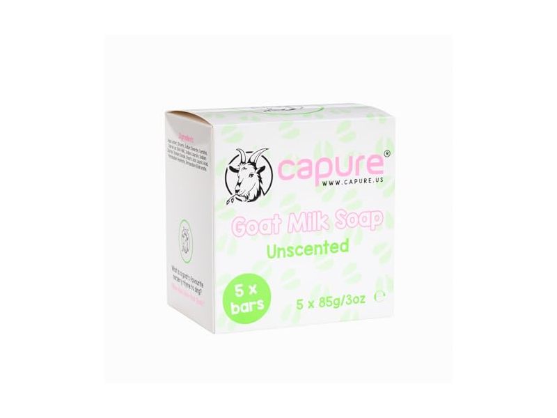 Capure Goat Milk Soap, Unscented, 3 oz/85 g, 5 Count