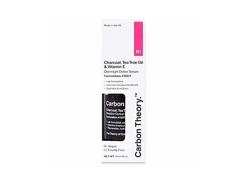 Carbon Theory Overnight Detox Facial Serum, Charcoal, Tea Tree Oil & Vitamin E, 1 fl oz/30 mL