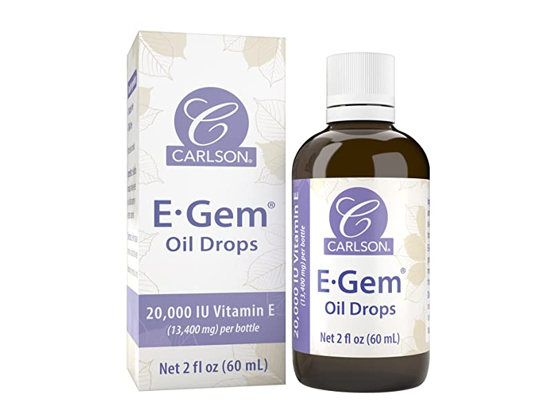 Carlson E-Gem Oil Drops, Vitamin E, 2 fl oz/60 mL