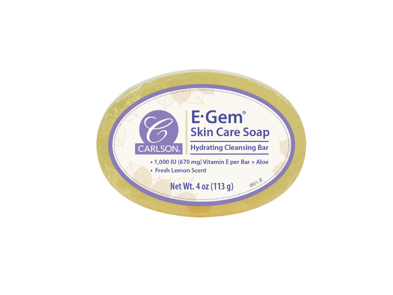 Carlson E Gem Skin Care Soap Hydrating Cleansing Bar, vitamin E + Aloe, Fresh Lemon Scent, 4 oz/113 g