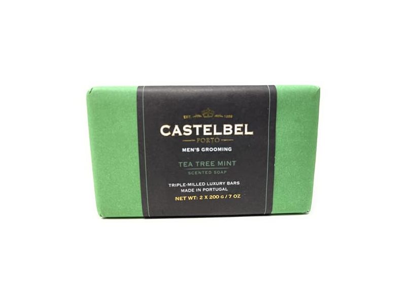 Castelbel Men's Grooming Triple-Milled Luxury Bars, Tea Tree Mint, 7 oz/200 g