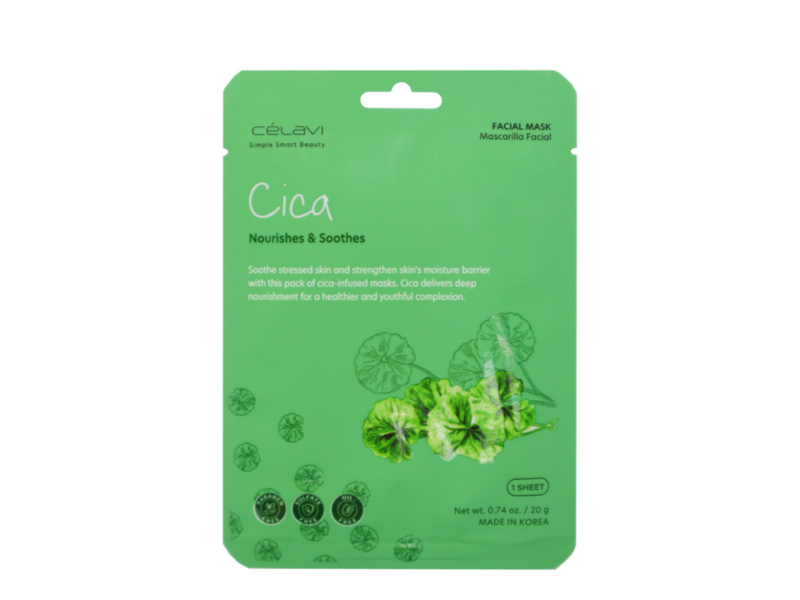 Celavi Nourishes & Soothes Facial Mask, Cica, 0.74 oz/20 g, 1 Count