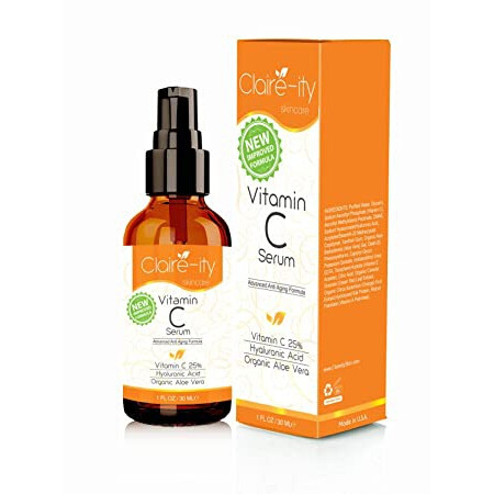 25% Vitamin C Serum With Hyaluronic Acid And Vitamin E, Organic Topical Anti-Aging Moisturizing Facial Serum