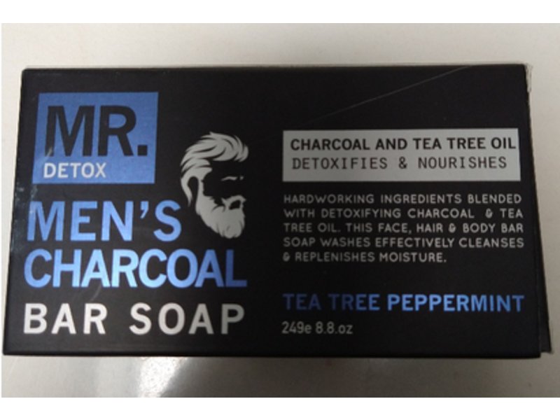 Clean And Beauty Mr. Detox Men's Charcoal Bar Soap, Tea Tree Peppermint, 8.8 oz/249 g