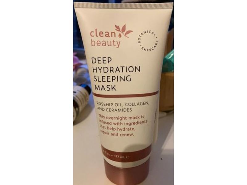 Clean Beauty Deep Hydration Sleeping Mask, Rosehip Oil, Collagen, Ceramides, 6 fl oz/177 mL