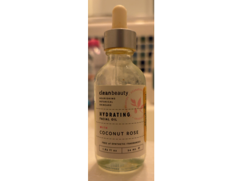 Clean Beauty Hydrating Facial Oil, Coconut Rose, 1.89 fl oz/54 mL