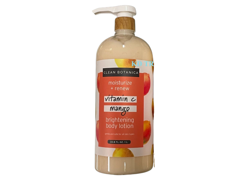 Clean Botanica Moisturize + Renew Brightening Body Lotion, Vitamin C & Mango, 33.8 fl oz/1 L