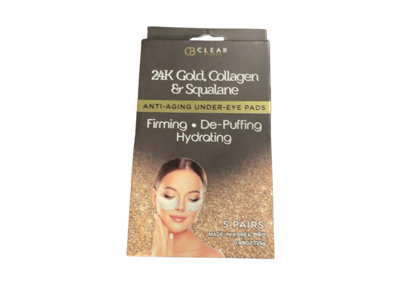 Clear Beauty Anti-Aging Under-Eye Pads, 24k Gold + Collagen & Squalene, 0.88 oz/25 g, 5 Pairs