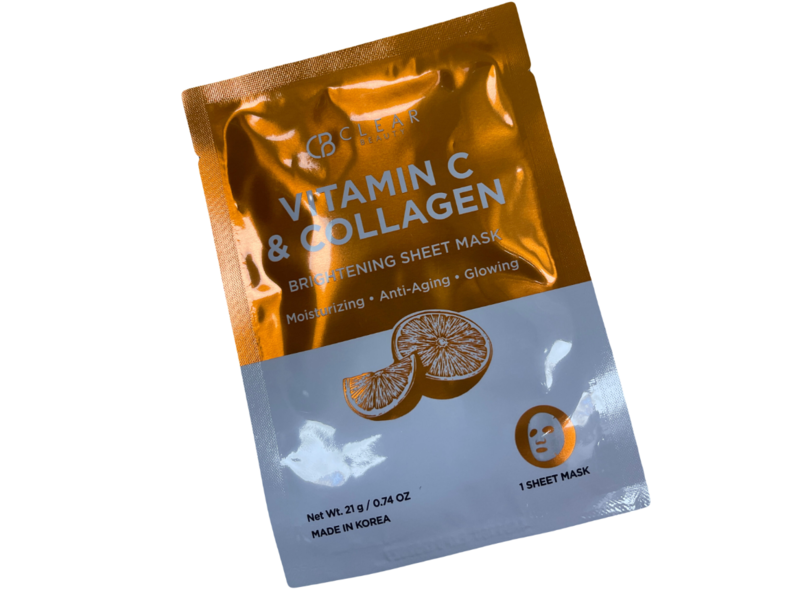 Clear Beauty Vitamin C & Collagen Brightening Sheet Mask, 0.74 oz/21 g