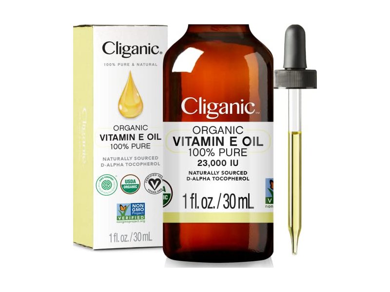 Cliganic Organic Pure Vitamin E Oil, 23,000 IU D- Alpha Tocopherol, 1 fl oz/30 mL