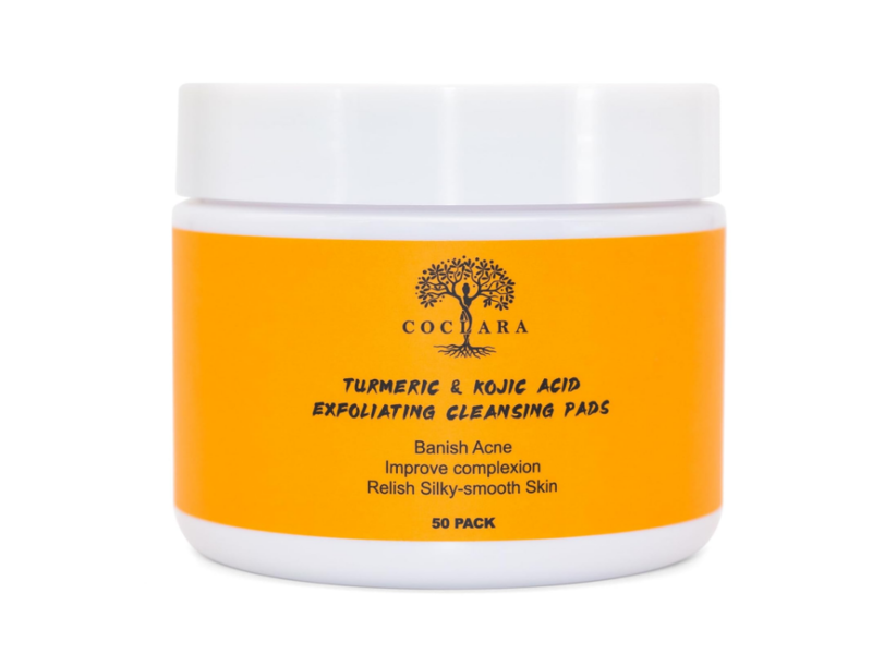 Coclara Exfoliating Cleansing Pads, Turmeric & Kojic Acid, 50 Count