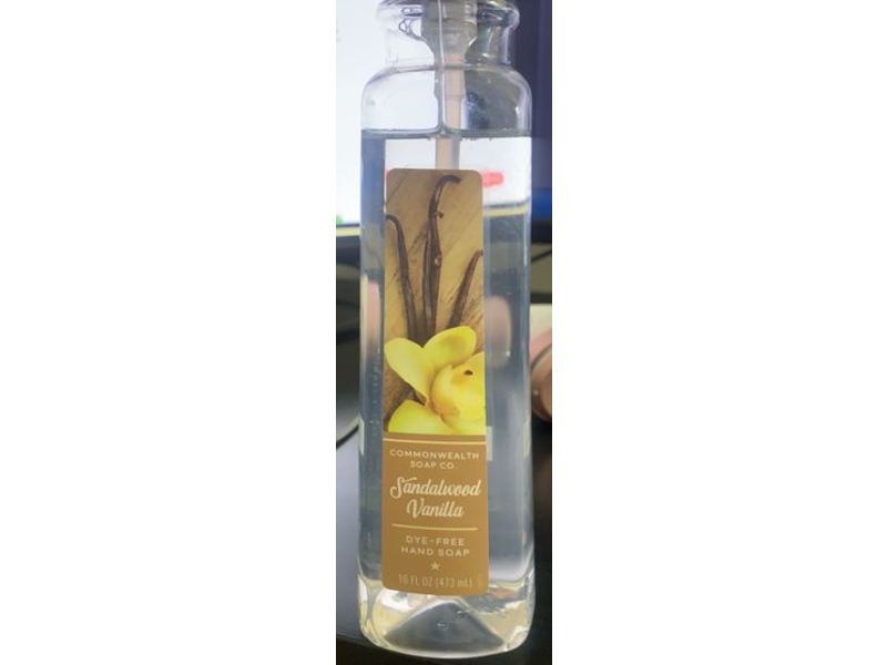 Commonwealth Soap Co. Hand Soap, Sandalwood Vanilla, Dye-Free, 16 fl oz / 473 mL