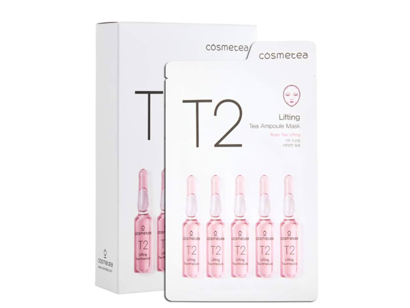 Cosmetea T2 Tea Ampoule Mask, Rose Tea Lifting, 0.84 fl oz/25 mL
