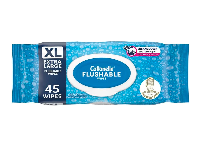 Cottonelle XL Flushable Wet Wipes, 45 Count
