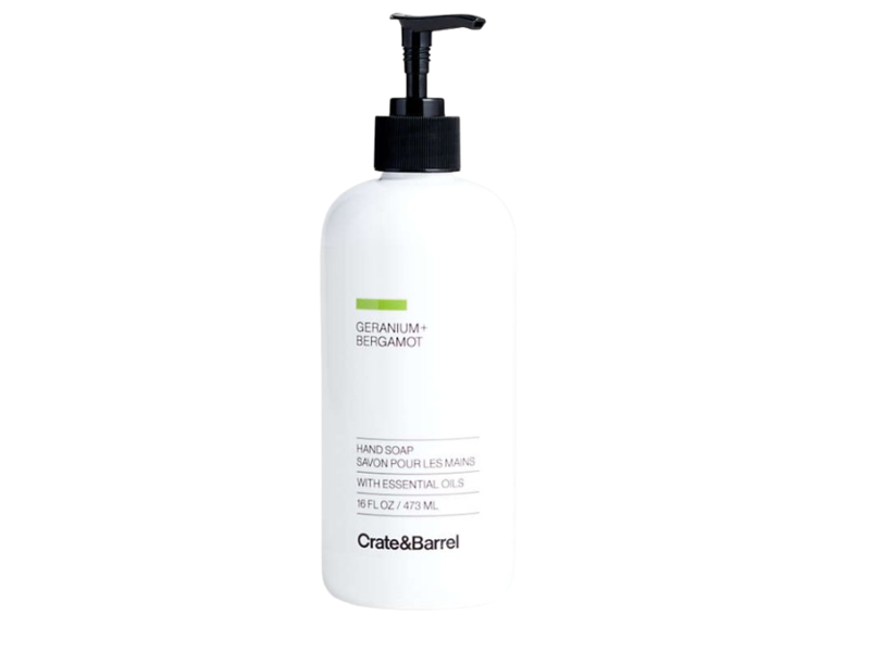 Crate & Barrel Geranium + Bergamot Hand Soap with Essential Oils, 16 fl oz/473 mL