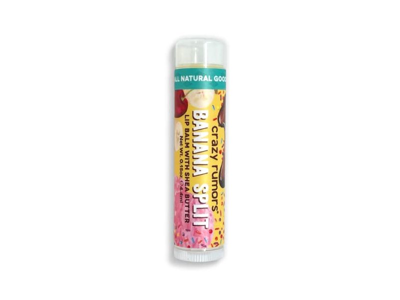 Crazy Rumors Plant Based Shea Butter Lip Balm, Banana Split, 0.15 oz/4.25 g