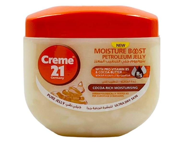 Cream 21 Moisturizer Boost Petroleum Jelly, Pro-Vitamin B5 + Cocoa Butter, 300 mL