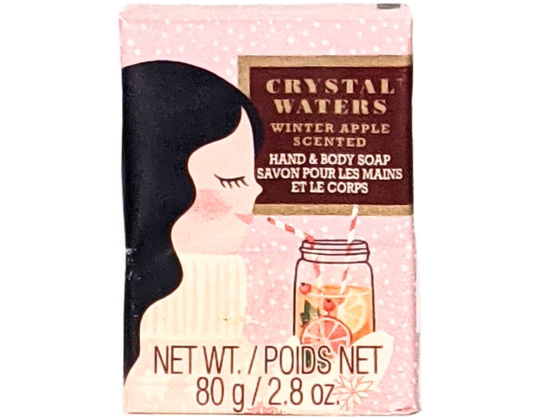 Crystal Waters Hand & Body Soap Bar, Winter Apple Scented, 2.8 oz/80 g