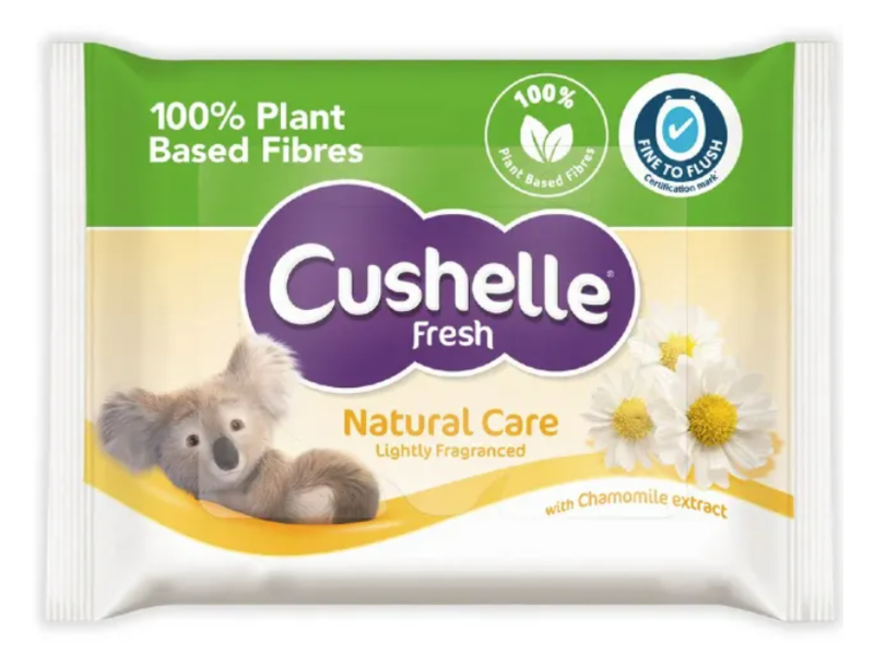 Cushelle Fresh Natural Care Moist Toilet Paper Wipes with Chamomile Extract, 42 Count