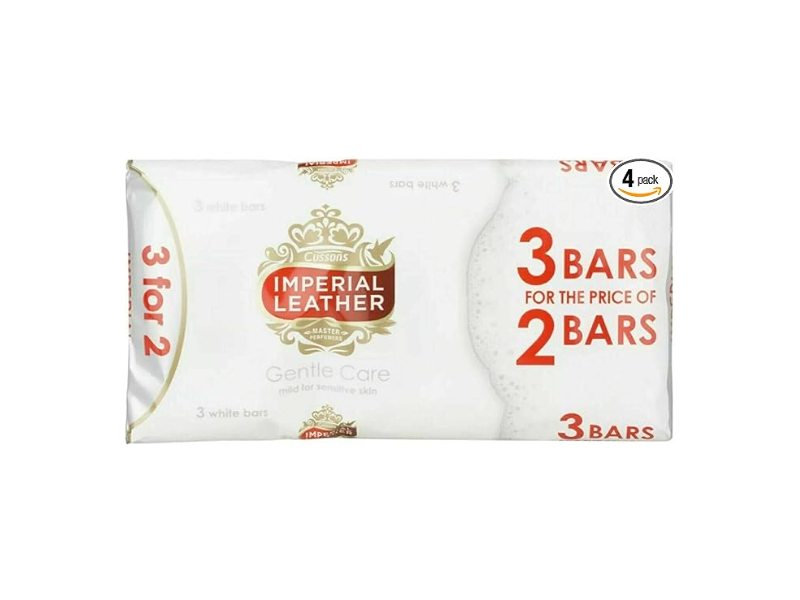 Cussons Imperial Leather Gentle Care Bar Soap, White, 3 Count