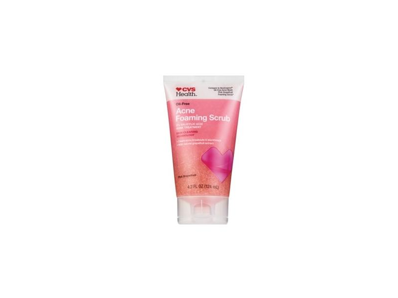 CVS Health Acne Foaming Scrub, 2% Salicylic Acid, Pink Grapefruit, 4.2 fl oz/124 mL