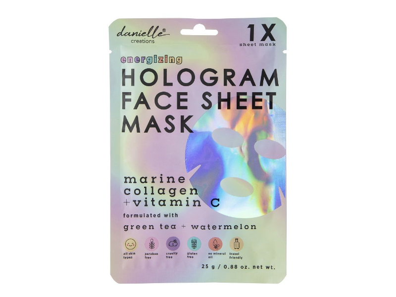 Danielle Creations Energizing Hologram Face Mask, Green Tea + Watermelon, 0.88 oz/25 g