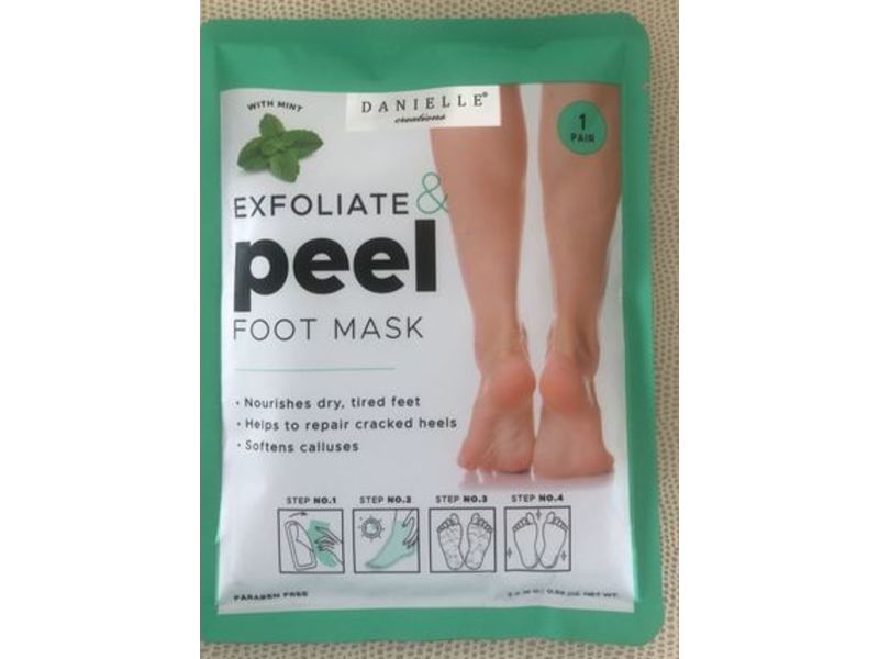 Danielle Creations Exfoliate & Peel Foot Mask, Mint, 0.56 oz/10 g, 2 Count