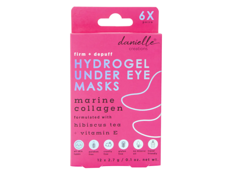 Danielle Creations Firm + Depuff Hydrogel Under Eye Masks, Marine Collagen, 0.1 oz/2.7 g, 6 Pairs