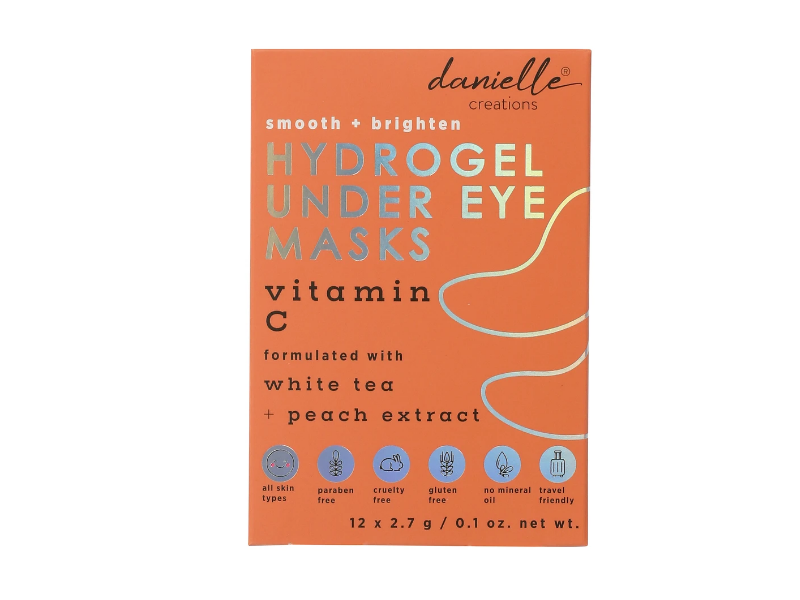 Danielle Creations Smooth + Bighten Hydrogel Undereye Mask, White Tea + Peach Extract, 0.1 oz/2.7 g, 6 Pairs