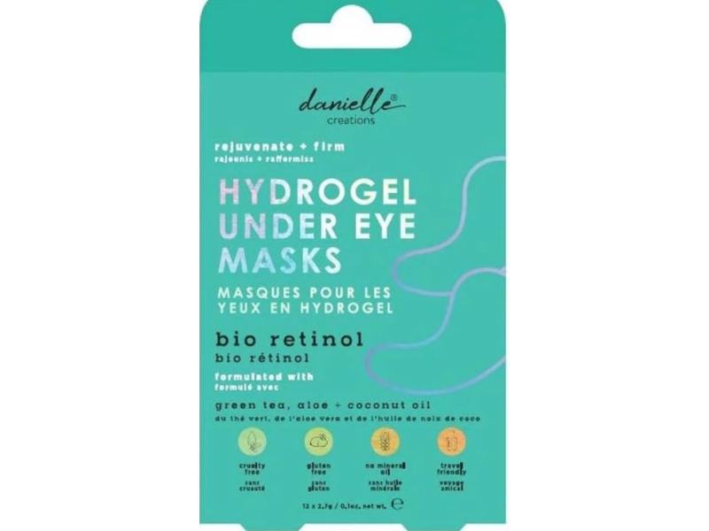 Danielle Hydrogel Under Eye Masks, Green Tea, Aloe + Coconut Oil, 0.1 fl oz/2.7 g